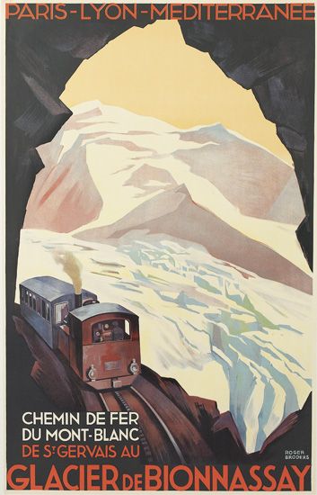 ROGER BRODERS (1883-1953). GLACIER DE BIONNASSAY. Circa 1930. 39x24 inches, 100x63 cm. Lucien Serre, Paris.